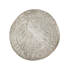 Prussian grosz, Sigismund I the Old (King of Poland; 1506–1548); obverse: crowned male bust in