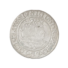 Prussian grosz, Sigismund I the Old (King of Poland; 1506–1548); obverse: crowned male bust in