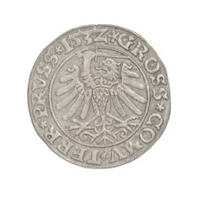 Prussian grosz, Sigismund I the Old (King of Poland; 1506–1548); 1532; Torun, Poland. Obverse: