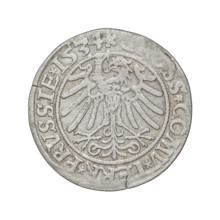 Prussian grosz, Sigismund I the Old (King of Poland; 1506–1548); silver coin (grosz), 1534.