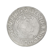 Prussian grosz, Sigismund I the Old (King of Poland; 1506–1548); silver coin (1534, Torun, Poland).