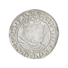 Prussian grosz, Sigismund I the Old (King of Poland; 1506–1548). Obverse: crowned male bust in