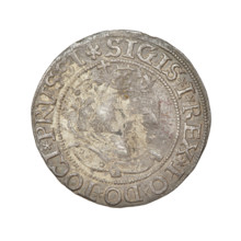 Prussian grosz, Sigismund I the Old (King of Poland; 1506–1548). Obverse: Crowned male bust in