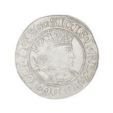 Prussian grosz, Sigismund I the Old (King of Poland; 1506–1548); obverse: crowned royal bust in