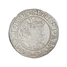 Prussian grosz, Sigismund I the Old (King of Poland; 1506–1548). Obv.: Crowned male bust in profile