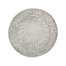 Prussian grosz of Sigismund I the Old (King of Poland; 1506–1548), 1533, Torun, Poland. Obverse: