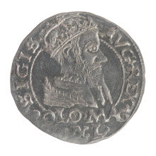 Lithuanian grosz on a Polish foot, Sigismund II Augustus (king of Poland; 1544–1572). Obv.: Crowned