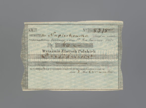 Personal receipt of the National Government, receipts, personal receipt, January Uprising