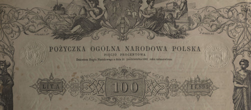 General National Loan Poland 5% bond, National Government, 1863. Securities for a five percent