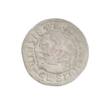 Lithuanian half-grosz of Sigismund I the Old (king of Poland, 1506–1548), 1518. Obverse: Pogon