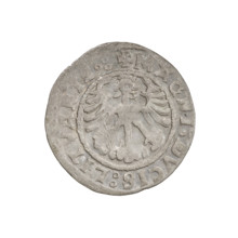 Lithuanian half-grosz, Sigismund I the Old (king of Poland; 1506–1548), R6 (rarity). Obverse: Pogon