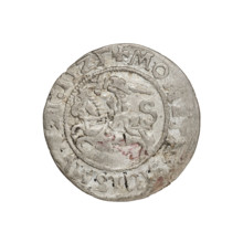 Lithuanian half-grosz, Sigismund I the Old (King of Poland; 1506–1548). Obverse: Pogon (Lithuanian