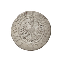 Lithuanian half-grosz, Sigismund I the Old (King of Poland; 1506–1548). Obv.: Pogon (Lithuanian