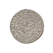Lithuanian half-grosz, Sigismund I the Old (King of Poland; 1506–1548). Obverse: Pogon (Lithuanian