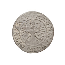 Lithuanian half-grosz, Sigismund I the Old (King of Poland; 1506–1548). Obverse: Pogon (Lithuanian