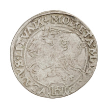 Lithuanian grosz, Sigismund I the Old (King of Poland; 1506–1548). R8 (rarity). Polish coin of the