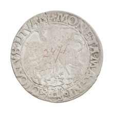 Lithuanian grosz, Sigismund I the Old (king of Poland; 1506–1548). R8 (rarity). Obverse: Polish