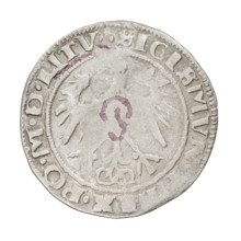 Lithuanian grosz, Sigismund I the Old (King of Poland; 1506–1548). Obverse: Polish crowned eagle;