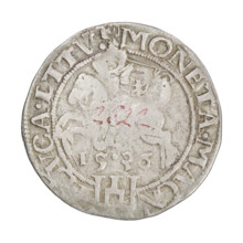 Lithuanian grosz, Sigismund I the Old (King of Poland; 1506–1548). Obverse: Polish crowned eagle;