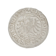Prussian grosz, Sigismund I the Old (King of Poland; 1506–1548). Obv.: Crowned male bust in profile