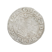 Prussian grosz, Sigismund I the Old (King of Poland; 1506–1548). Obverse: Crowned male bust in