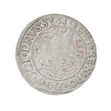 Prussian grosz, Sigismund I the Old (King of Poland; 1506–1548), R8 (rarity); eagles; Polish coins;