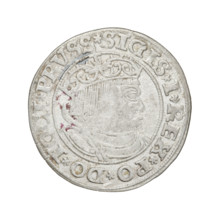 Prussian grosz, Sigismund I the Old (King of Poland; 1506–1548). Obverse: Crowned male bust in