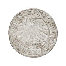 Prussian grosz, Sigismund I the Old (King of Poland; 1506–1548), R8 (rarity), eagles, Polish coins,