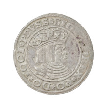 Prussian grosz, Sigismund I the Old (King of Poland; 1506–1548). R8 (rarity). Obverse: Crowned male