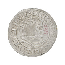 Prussian grosz, Sigismund I the Old (King of Poland; 1506–1548). Obv.: Crowned male bust in profile