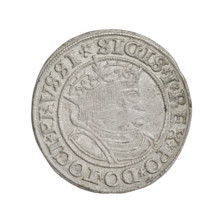 Prussian grosz, Sigismund I the Old (King of Poland; 1506–1548), R8 (rarity), eagles, Polish coins,