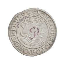 Prussian grosz, Sigismund I the Old (King of Poland; 1506–1548). Obverse: Crowned male bust in