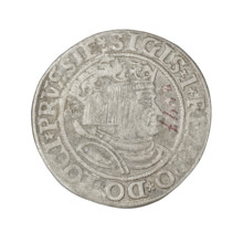 Prussian grosz, Sigismund I the Old (King of Poland; 1506–1548). Obv.: Crowned male bust in profile