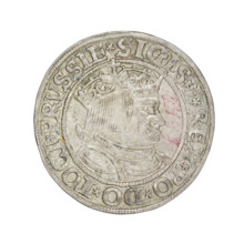 Prussian grosz, Sigismund I the Old (King of Poland; 1506–1548). Obverse: Crowned male bust in