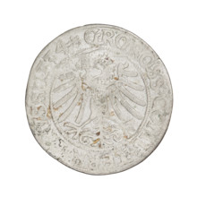 Prussian grosz, Sigismund I the Old (King of Poland; 1506–1548). Obverse: Crowned male bust in