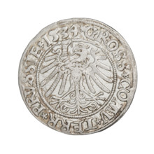 Prussian grosz, Sigismund I the Old (King of Poland; 1506–1548). Obverse: Crowned male bust in