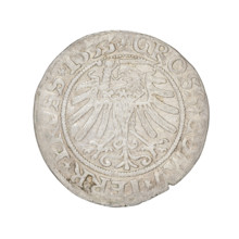 Prussian grosz, Sigismund I the Old (King of Poland; 1506–1548). Obverse: Crowned male bust in