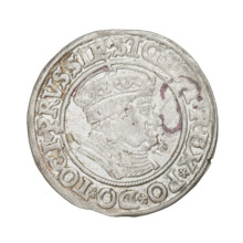 Prussian grosz, Sigismund I the Old (King of Poland; 1506–1548). Obverse: crowned male bust in