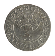 Gdansk grosz, Sigismund I the Old (King of Poland; 1506–1548). Obverse: Crowned male bust in