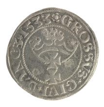 Gdansk grosz, Sigismund I the Old (King of Poland; 1506–1548). Obv.: Crowned male bust in profile