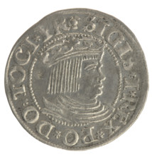 Gdansk grosz, Sigismund I the Old (King of Poland; 1506–1548). Polish coin, 1534. Obverse: Crowned