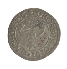 Gdansk grosz, Sigismund I the Old (King of Poland; 1506–1548). Obverse: Crowned male bust in