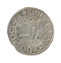 Gdansk grosz, Sigismund I the Old (King of Poland; 1506–1548). Obverse: Crowned male bust in