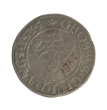 Gdansk grosz, Sigismund I the Old (King of Poland; 1506–1548). Obverse: Crowned male bust in