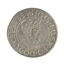 Gdansk grosz, Sigismund I the Old (King of Poland; 1506–1548). Polish coin, 1535. Obverse: Crowned