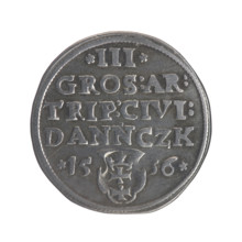Gdansk trojak, Sigismund I the Old (King of Poland; 1506–1548). Obverse: Crowned male bust in