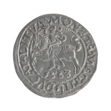 Lithuanian half-grosz, Sigismund II Augustus (King of Poland; 1544–1572). Obverse: Polish Eagle; in