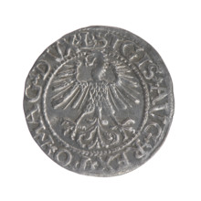 Lithuanian half-grosz, Sigismund II Augustus (King of Poland; 1544–1572). Obv.: Polish Eagle; in