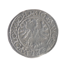 Lithuanian half-grosz, Sigismund II Augustus (King of Poland; 1544–1572). Obv.: Polish Eagle; in