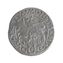 Lithuanian half-grosz, Sigismund II Augustus (King of Poland; 1544–1572). Obverse: Polish eagle; in